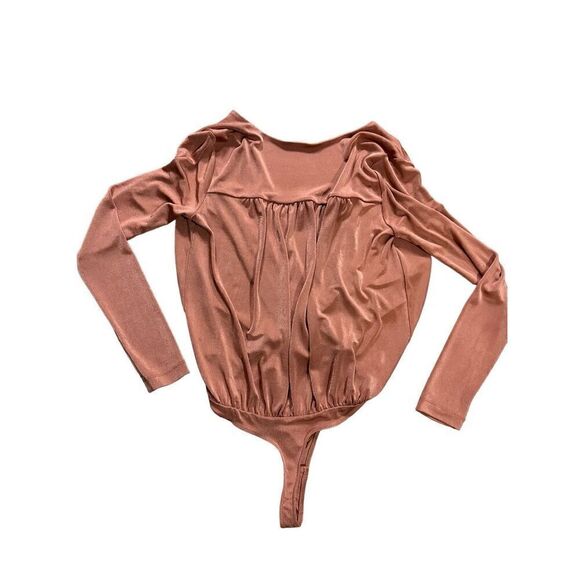 Free People Turnt Long Sleeve Bodysuit in Ginger Spice Sz M - Picture 4 of 8